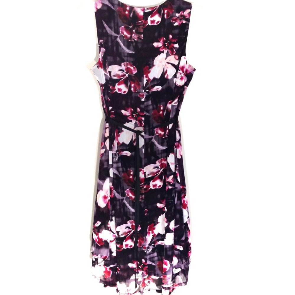 VERA WANG-Sheer Floral Layered Hi-Lo Dress - Picture 2 of 12